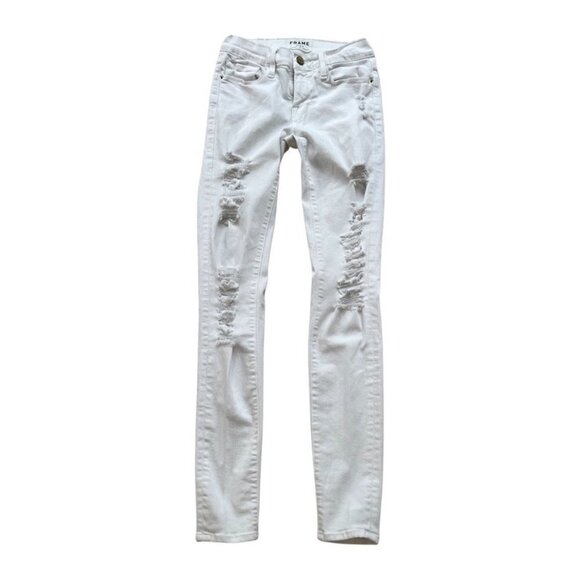 FRAME white distress Le High De Jeanne skinny jeans size 24 - Picture 1 of 5